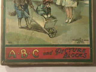 1880 - 1900 ' s Merry Playtime McLoughlin Bros.  ABC - Picture Blocks Dog Wheels Cat, 2