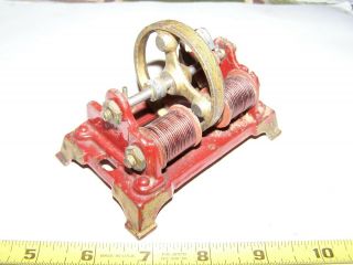 Old Antique Dc Bi Polar Toy Electric Motor Cast Iron Belt Pulley Lineshaft Wow