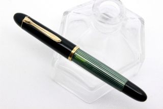 Pelikan Gunther Wagner 140 - Fountain Pen - Green Striped Celluloid - 14k Gold Nib - 50s