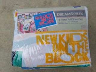 Vintage 1990 Kids On The Block Full Bed Sheet Set Nkotb Dream Styles