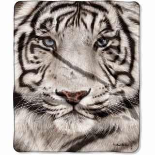 Stunning White Tiger Blanket Throw Very Thick Very Soft 50 X 60 Inches