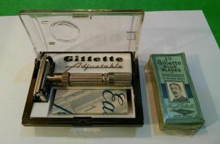 Vintage Razor - - Gillette Fat Boy {f - 1} With Case,  Instructions,  & Blades