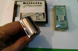 Vintage Razor - - Gillette Fat Boy {F - 1} with Case,  Instructions,  & Blades 3