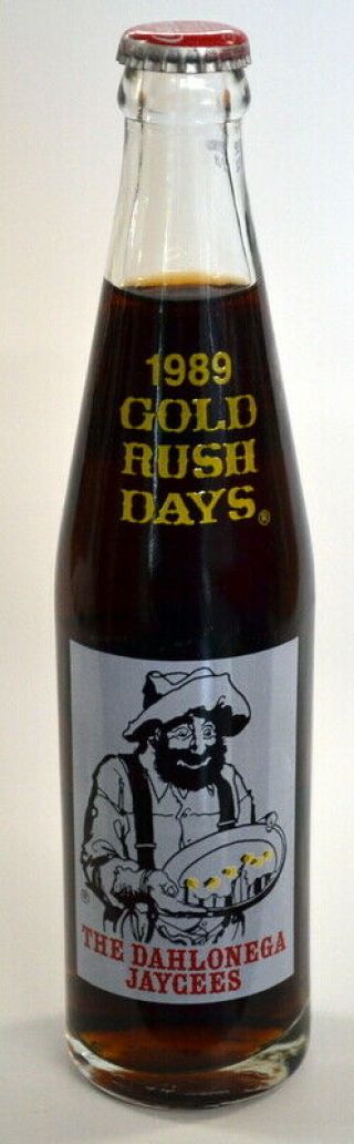 1989 Gold Rush Days Dahlonega Ga Prospector Gold Pan 10oz Tall Coca - Cola Bottle