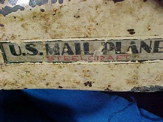Orig 1930s STEELCRAFT Pressed Steel US MAIL Toy AIRPLANE 21 