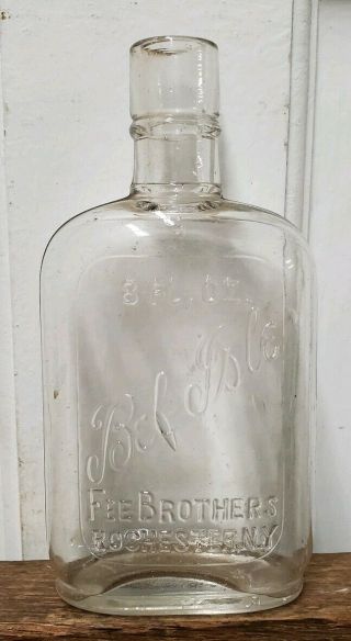 Vintage Bel Isle Half Pint Whiskey Flask Fee Brothers From Rochester York