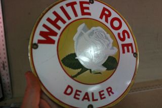 White Rose Gasoline Station Dealer Porcelain Metal Sign Gas Oil Farm 66 Corn