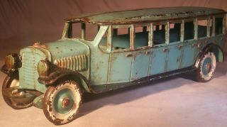 Large 1920s Dent Interurban Bus With Cast Iron Wheels - 11 " Long