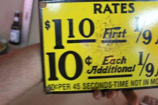 CAB YELLOW TAXI RATES FAIR PORCELAIN METAL SIGN GAS OIL SERVICE TRAVEL HOTEL 66 2