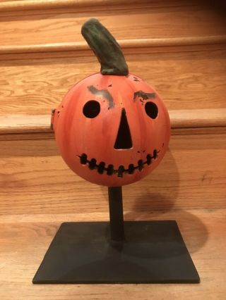 Antique Metal Halloween Pumpkin Head Parade Lantern
