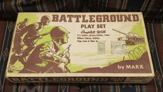 Marx Battleground Playset 4757 M.  O.  W/ Box Soldiers Tanks Military Figures