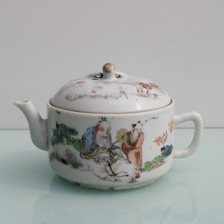 Antique Chinese Porcelain Tea Pot Signed.  19th C