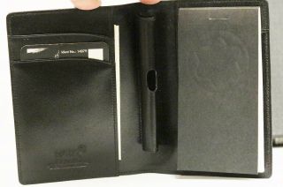 Montblanc Black Leather Pen Pouch with Notepad and Slip Wallet 2