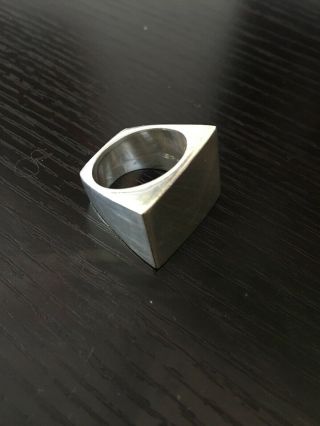 Big Square Mid - Century Modern Thick Sterling Silver Abstract Ring 25 G Size 7