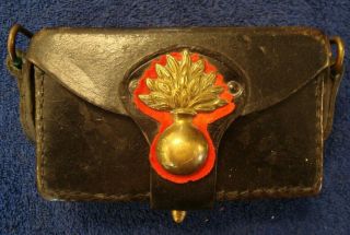 Italian Carabinieri Leather Cartridge Box Or Ammo Pouch W/ Flaming Bomb Insignia