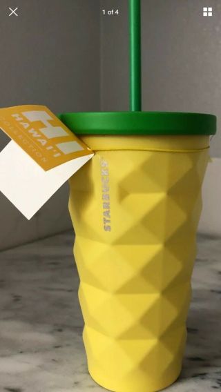 Starbucks Hawaii 2016 Pineapple Grande 16 Oz.  Metal Tumbler Cold Cup Mug