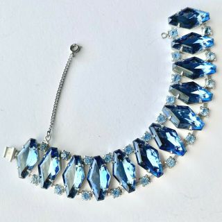 D&e Juliana Vintage Sapphire Geometric Glass Topaz Rhinestone Bracelet 69
