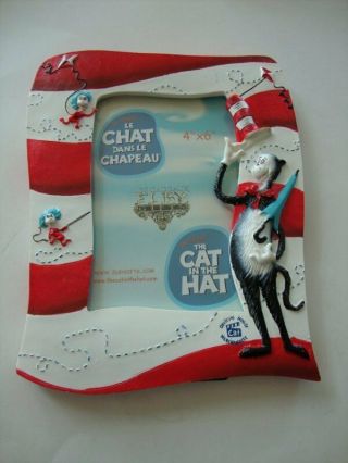 Dr Seuss The Cat In The Hat Picture Photo Frame 4 " X 6 Red & White X 2 -