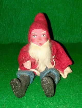 Primitive 1800s German Belsnickle Santa Claus Christmas Figurine Clay Face Hand