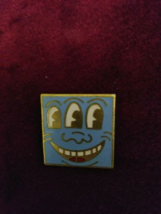 Keith Haring Pre Pop Shop 3 Eyed Face Vintage Og 1 " Button Pin Nyc Art