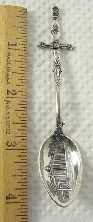 Fa Whelan Sterling Souvenir Spoon George Washington Masonic Sword Mt.  Vernon