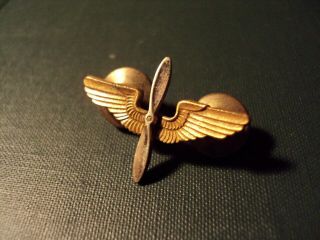 World War Ii Ww Ii Usaaf Golden Pilot Wings W/ Propeller In Excel Cond