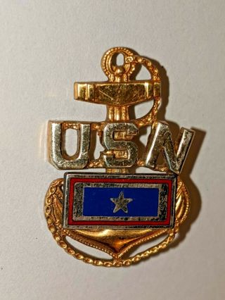 Us Navy Wwii Chief Petty Officer Cap Badge Sterling Sweetheart Usn