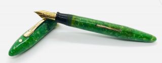 Over Size White Dot Sheaffer Balance Jade Fountain Pen Hump Clip 14k Huge Nib