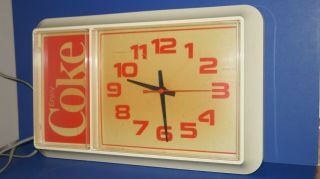 Vintage 1985 Enjoy Coca Cola Coke Wall Hanging Clock W Second Hand Lighted Sign