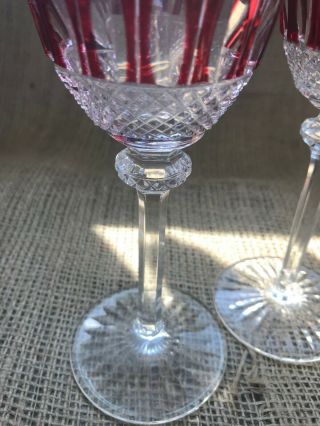 Vintage Saint Louis Crystal France Cut To Clear Tommy Ruby Wine Glass - (1)