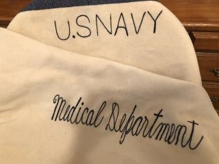 Vintage Us Navy Medical Department Wool Blanket White World War Wwii 48 " X80 "