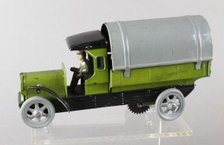 1920s Fischer German Tin Toy Covered Goods Truck With Driver Germany Wind Up 10 "