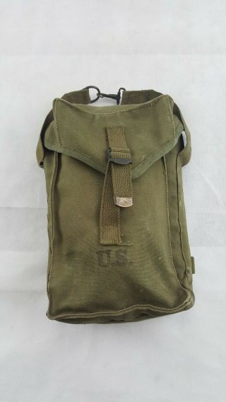 Vintage Wwii Army Ammunition Bag With Army Rope And Tent Stakes