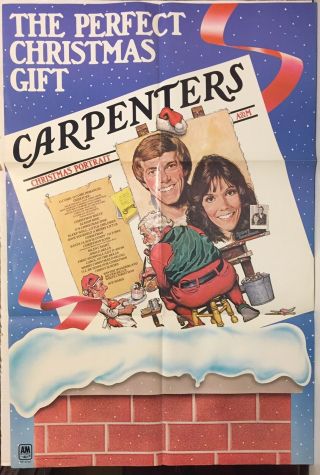 Vintage 70s Carpenters Christmas Portrait Promo Poster Karen Richard Carpenter
