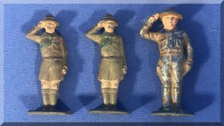 Vintage Antique Wwi Era Bsa Boy Scout Saluting Die - Cast Metal Toy Lead Figurines