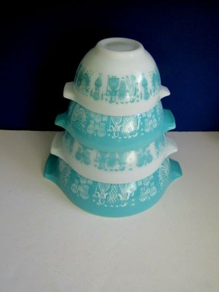 Vtg Pyrex Amish Butterprint Cinderella Mixing Bowls Set Of 4 Great Color