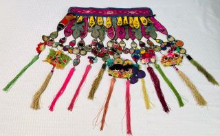 Antique Old Chinese Year Silk Embroidered Dragon Tassel Belt Collar costume 2