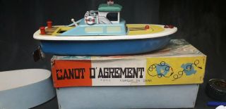 1960s Shop Old Stock Battery Operated Tin B/o Pleasure Boat