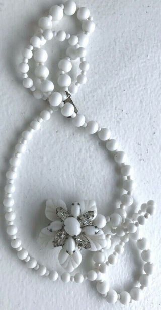 Vintage Miriam Haskell White Beaded Necklace