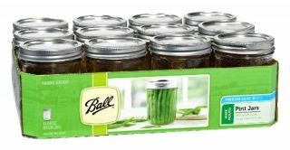 Pint Jars Set 12 Pack 16 Oz With Lids And Bands Ball Mason Wide Mouth Kitchen