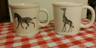 World Market Zebra And Giraffe Coffee Mugs