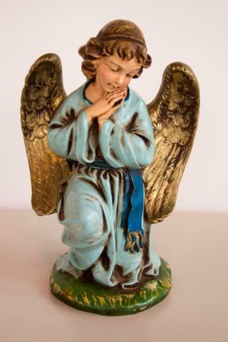 Vintage Fontanini Nativity Kneeling Angel Italy 12 " Scale Plaster Paper Mache