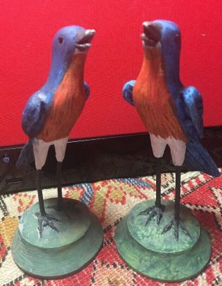 Blue Birds On Stand Table Decoration Vintage Two 