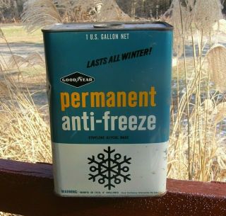 Rare Antique Vintage 1 Gallon Metal Goodyear Tire Rubber Antifreeze Oil Tin Can