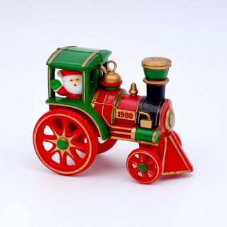 1980 Hallmark Christmas Ornament - Here Comes Santa 2 Train Locomotive