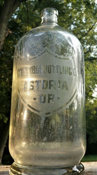 Astoria Oregon.  Columbia Bottling Co.  Early Etched Seltzer Bottle