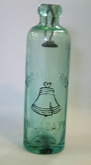 Aqua Booth Bros,  Philada,  Pa Picture (cracked Bell) Hutchinson Soda Bottle