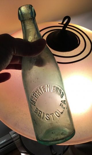 Old Bristol Pa Mcbrien Bros Blob Top Beer Soda Bottle 1800s Advertising
