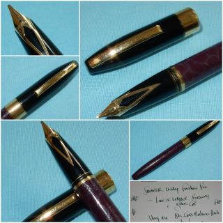 Sheaffer Legacy Fountain Pen Look Of Leather & Black 18k Gold Med Stub Nib