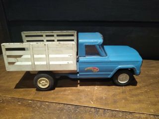 Vintage Tonka 1960s Blue And White Ranch Dump Truck Stake Bed